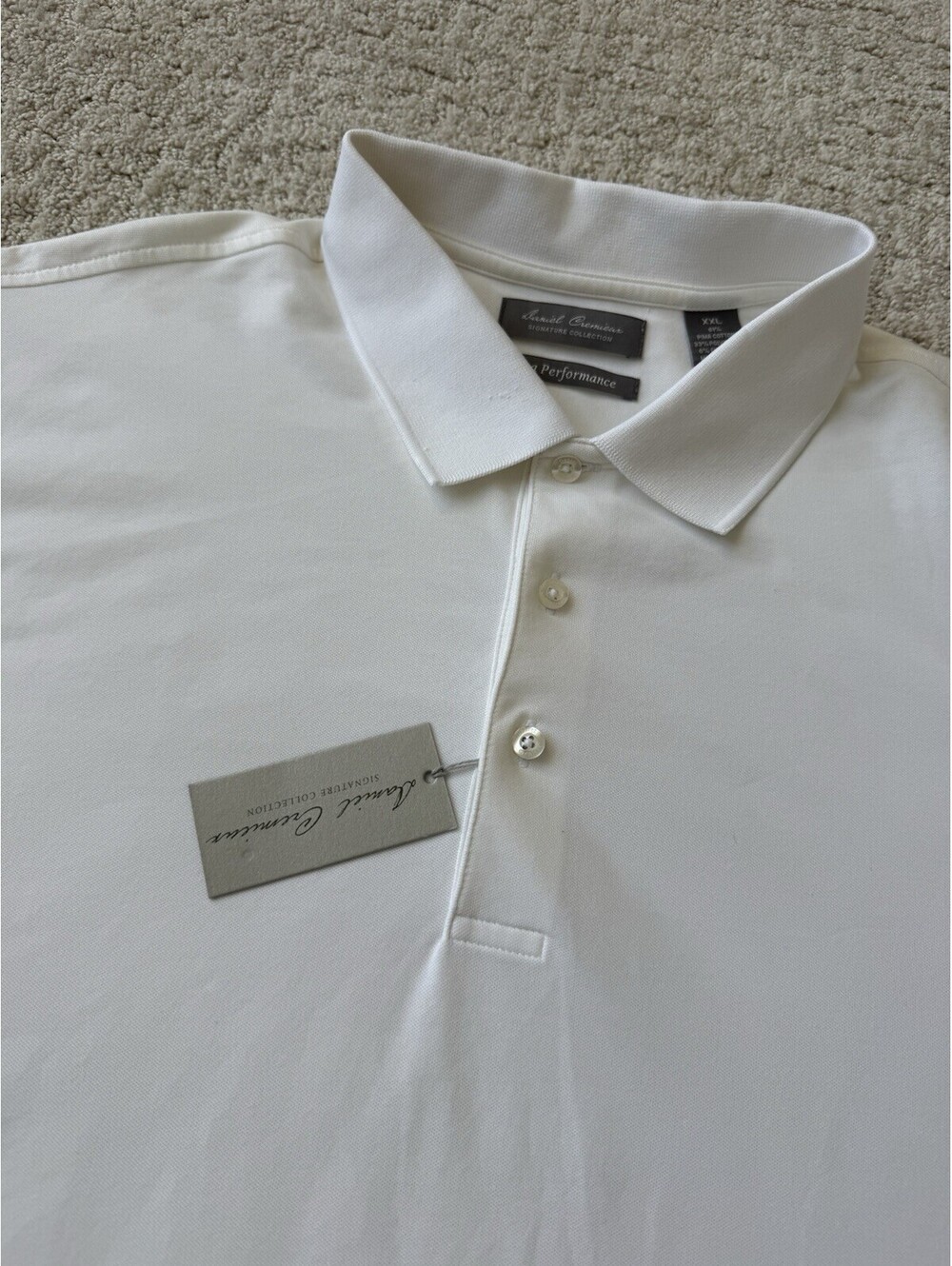 Daniel Cremieux Men’s XXL White Pima Performance Polo Shirt Stretch NWT $85